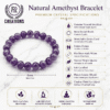 Untitled-design-(10) (1) Natural Amethyst Bracelet specifications featuring 8mm beads, stretchable cord, lab certified, Shani gemstone and Third Eye Chakra support