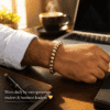 Natural Pyrite Bracelet worn by a professional, symbolizing confidence, prosperity and success in everyday work life.