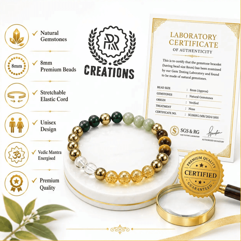 Untitled-design-(10) Dhan Yog Wealth Crystal Bracelet with lab certificate – 8mm natural gemstones, stretchable, unisex, Vedic mantra energised