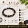 triple-protection-bracelet-benefits-infographic Triple Protection Bracelet infographic showing benefits, lab certified natural gemstones and Vedic mantra energised protection.