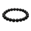 Black Hakik Bracelet with glossy natural 8mm black agate beads on a clean white background for premium product display.