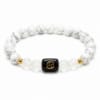 cancer-zodiac-bracelet-white-background-product Cancer Zodiac Bracelet with Natural Howlite and Milky Quartz 8mm beads isolated on a pure white background product image.