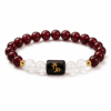capricorn-makar-rashi-zodiac-bracelet-white-background-product Capricorn (Makar Rashi) Zodiac Bracelet with Natural Garnet and Milky Quartz 8mm beads isolated on white background for product listing.