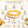 Citrine Bracelet benefits infographic for wealth, business success, confidence, Solar Plexus Chakra, clarity and positive energy.