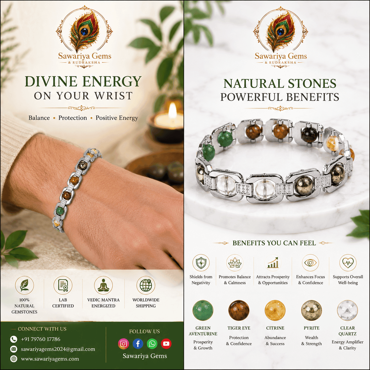 divine-healing-bracelet-energy-lifestyle Divine Healing Bracelet lifestyle image promoting positive energy, protection and premium natural gemstone jewelry by Sawariya Gems.