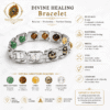divine-healing-bracelet-gemstone-benefits-infographic Infographic of Divine Healing Bracelet showing Citrine, Tiger Eye, Pyrite, Green Aventurine and Clear Quartz benefits.