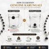 how-to-identify-genuine-karungali-mala Infographic explaining how to identify genuine Karungali Mala using water test, weight, wood grain and authenticity checks for Black Ebony.