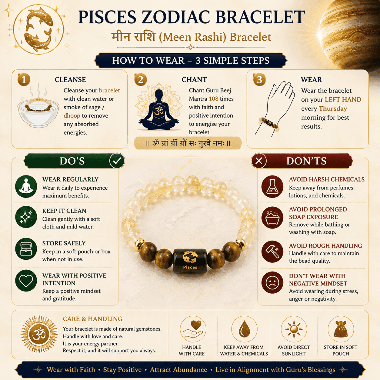 how-to-wear-pisces-meen-rashi-zodiac-bracelet-guide How to wear Pisces (Meen Rashi) Zodiac Bracelet with wearing steps, care guide, do's and don'ts for daily spiritual practice.