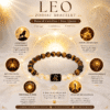 leo-zodiac-bracelet-benefits-infographic Benefits infographic of Leo Zodiac Bracelet for confidence, courage, creativity, focus, leadership and positive energy.