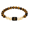 leo-zodiac-bracelet-white-background-product Leo Zodiac Bracelet with Natural Carnelian and Rose Quartz 8mm beads isolated on a pure white background product image.