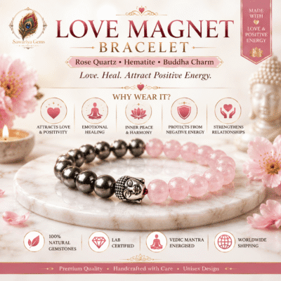 Love Magnet Bracelet helps attract love, supports emotional healing, inner peace, relationship harmony and protection from negativity.