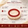 Premium Natural Lal Hakik (Red Agate) gemstone bracelet with polished semi-transparent red beads displayed on a luxury marble pedestal.