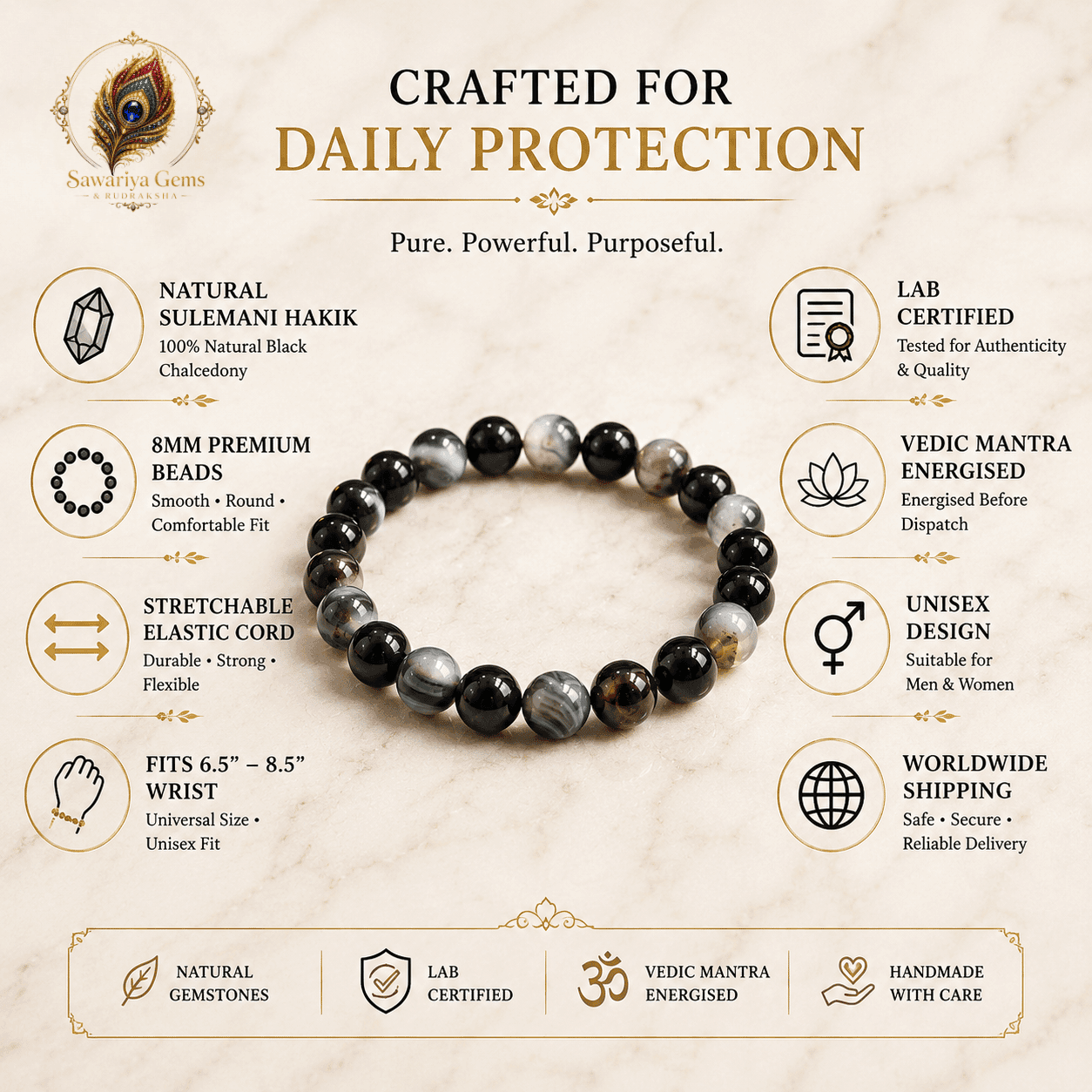 sulemani-hakik-bracelet-features-benefits Natural Sulemani Hakik Bracelet supports protection from negative energy, grounding, emotional stability and inner strength.