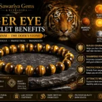 Tiger Eye (Vyaghra Mani) bracelet benefits for confidence, focus, protection, prosperity, Solar Plexus Chakra and Sun-Mars energy.