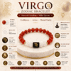 virgo-zodiac-bracelet-specifications-natural-gemstone Virgo Zodiac Bracelet specifications showing Carnelian, Milky Quartz, Mercury planet, chakra, wearing day and gemstone details.