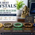 Featured image showing five crystal bracelets—Citrine, Pyrite, Green Aventurine, Tiger Eye, and Lapis Lazuli—representing business abundance, financial stability, client opportunities, leadership, strategy, and sustainable business growth.
