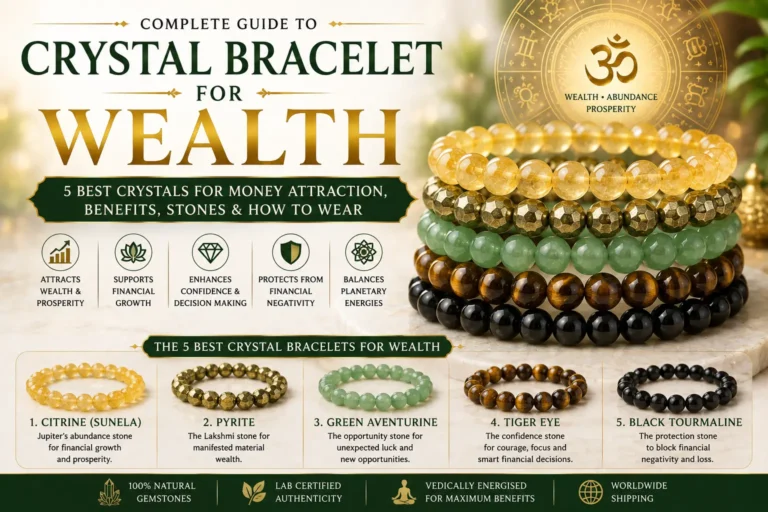 Crystal bracelets for wealth featuring Citrine, Pyrite, Green Aventurine, Tiger Eye and Black Tourmaline beads.
