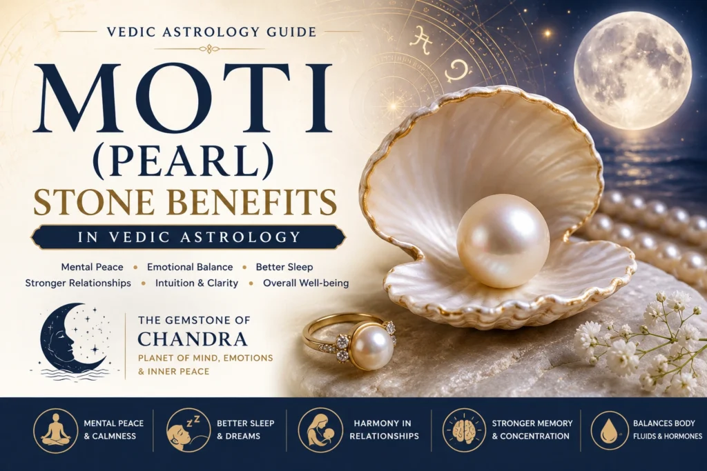 Moti Pearl stone benefits in Vedic astrology for mental peace and emotional balance