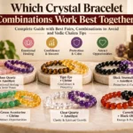 Crystal Bracelet Combinations Guide Featuring Rose Quartz, Amethyst, Tiger Eye, Citrine and Other Gemstone Bracelets for Vedic Chakra Healing.