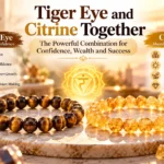 Tiger Eye and Citrine bracelets together representing confidence, wealth, career growth, and abundance.