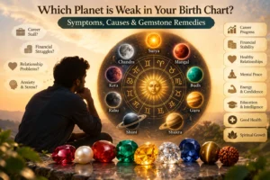 Weak Planet in Birth Chart: Vedic Astrology Symptoms, Causes & Gemstone Remedies